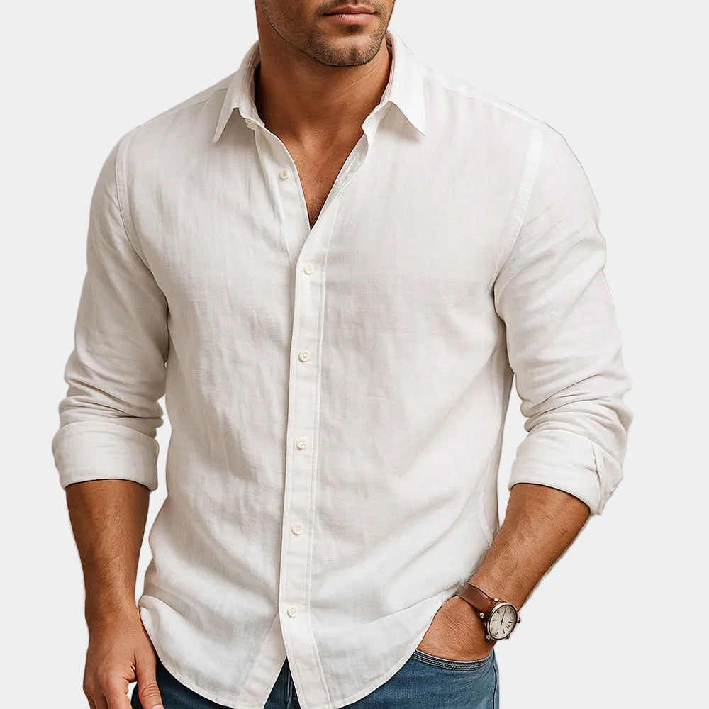 Men's Linen Button-Up Shirt
