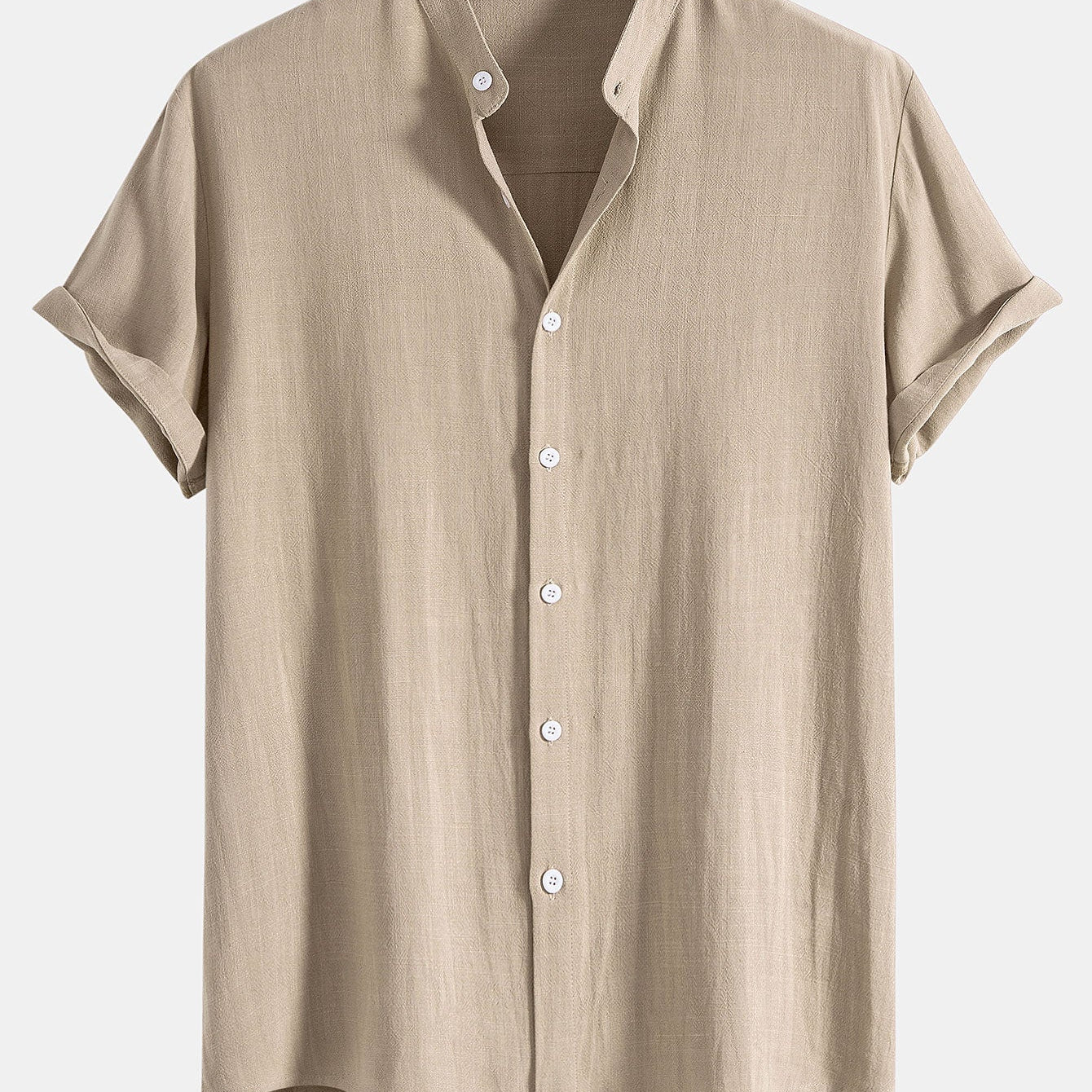 Men's Grandad Collar Short Sleeve Shirt