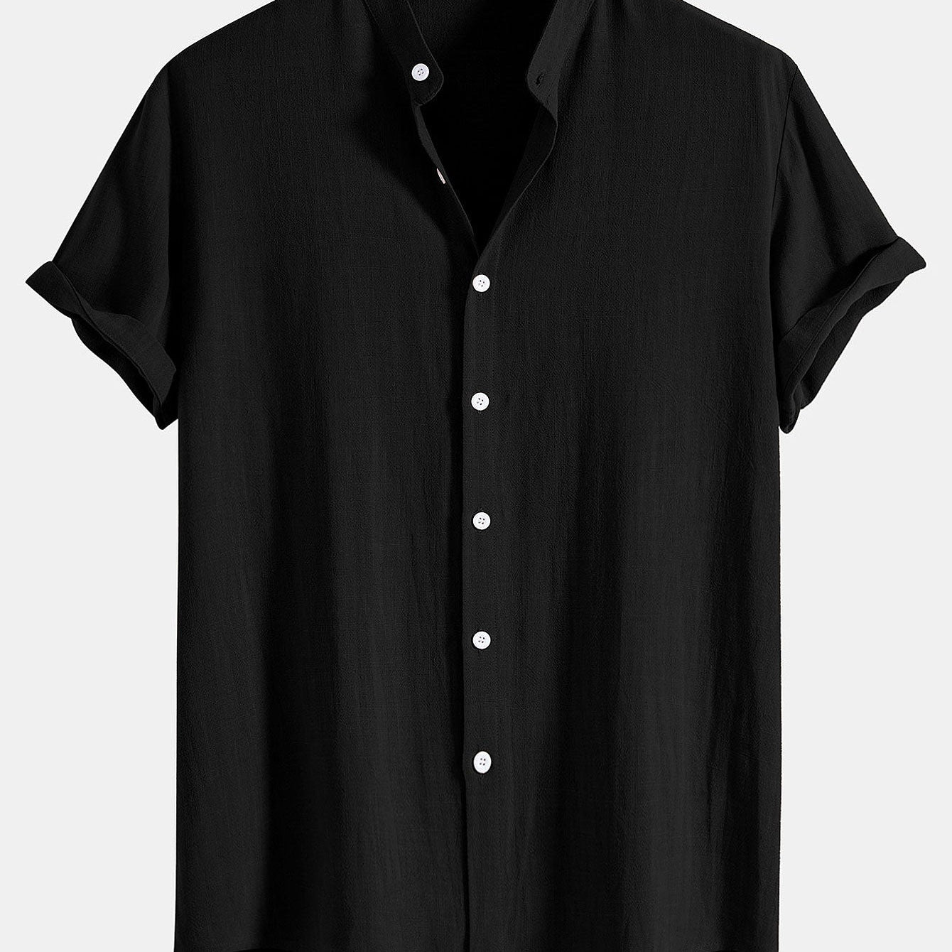 Men's Grandad Collar Short Sleeve Shirt