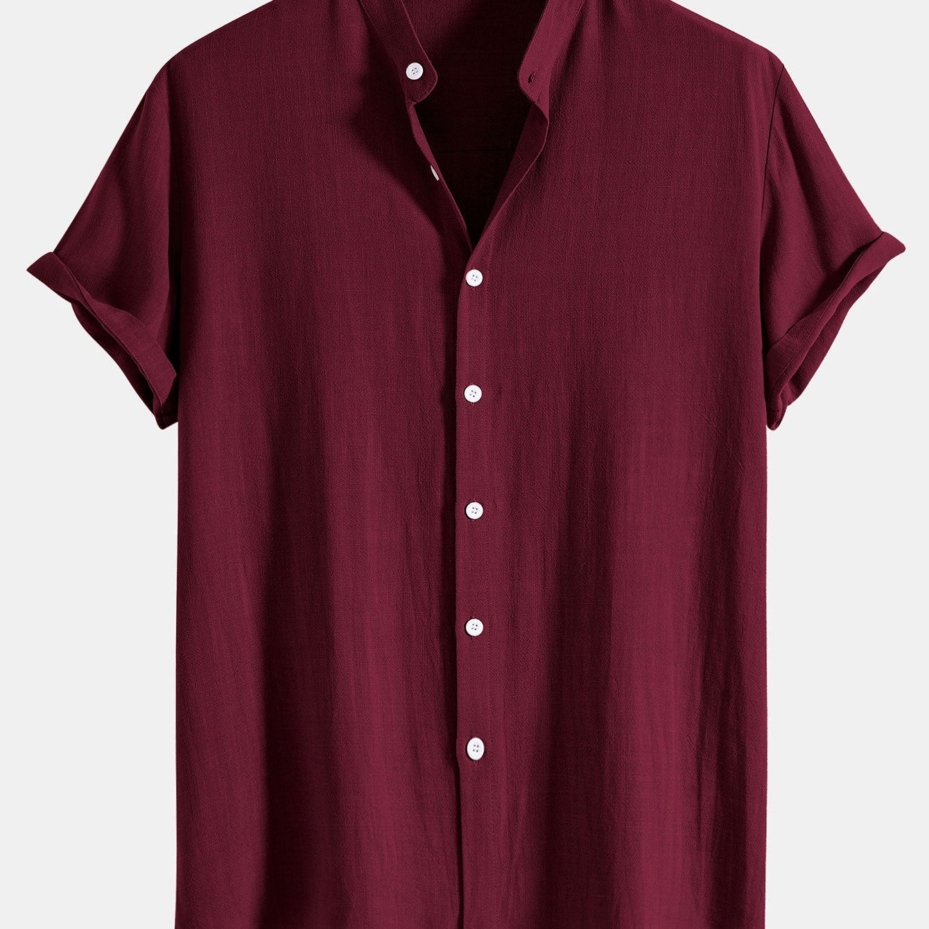 Men's Grandad Collar Short Sleeve Shirt