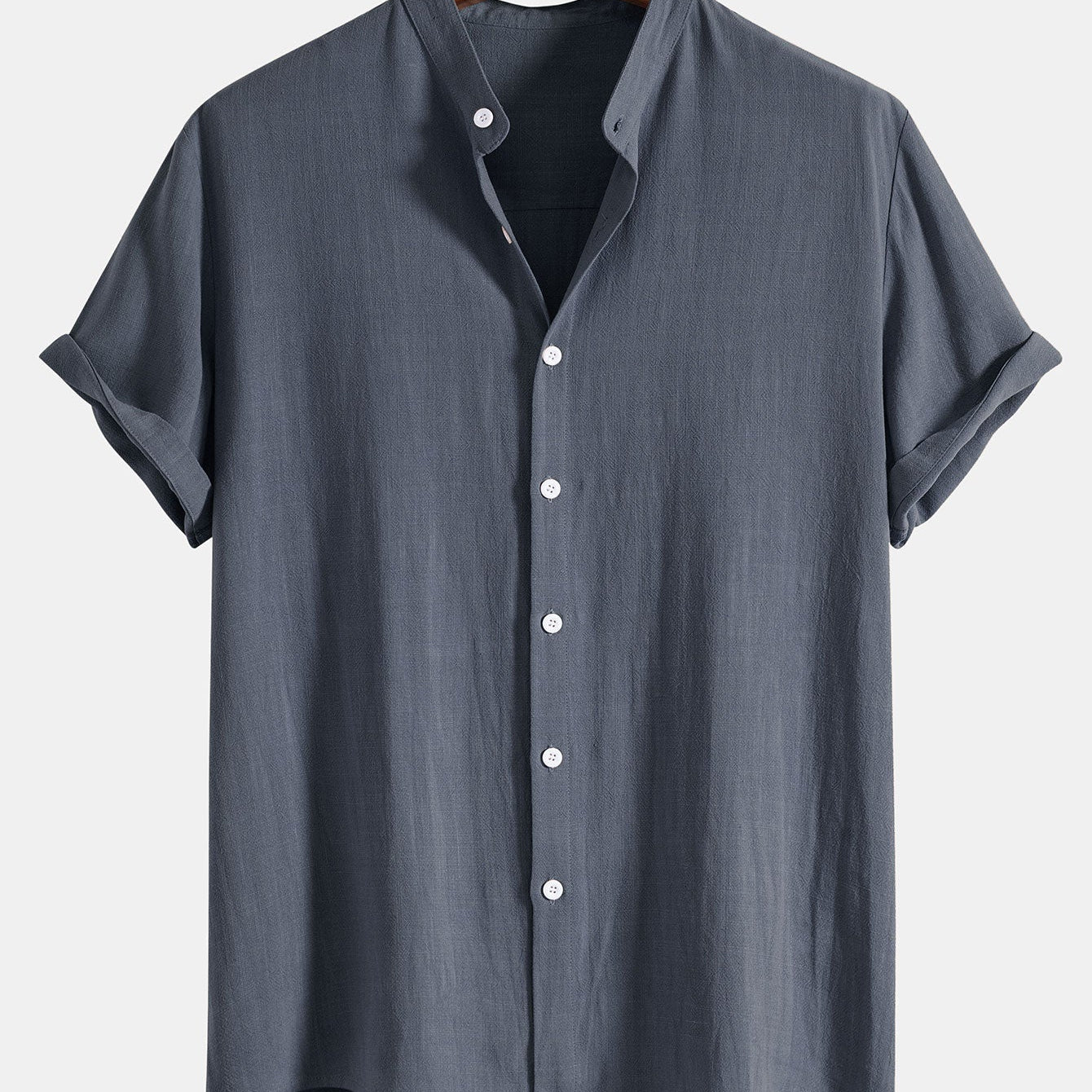 Men's Grandad Collar Short Sleeve Shirt