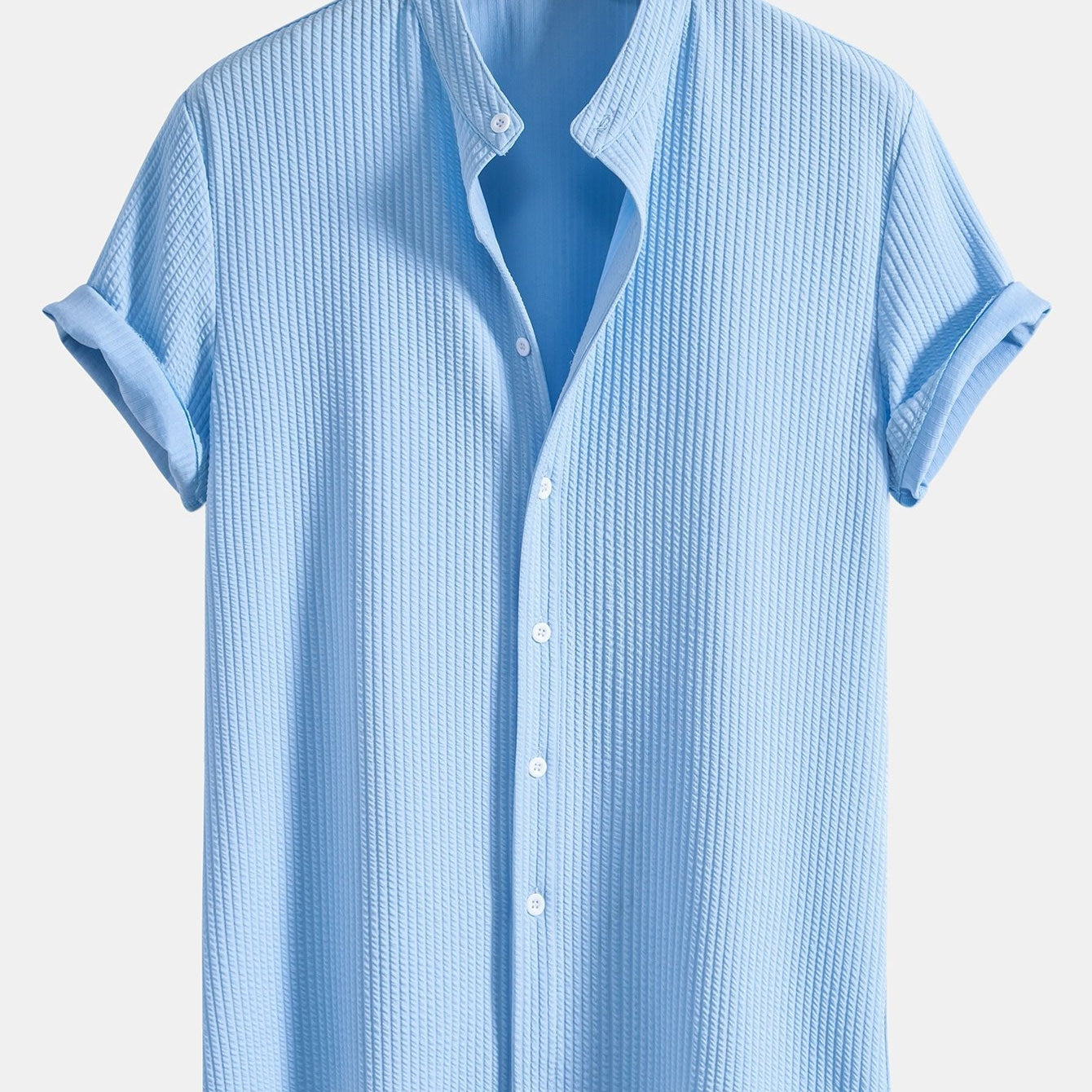Men's Textured Short Sleeve Button-Up Shirt