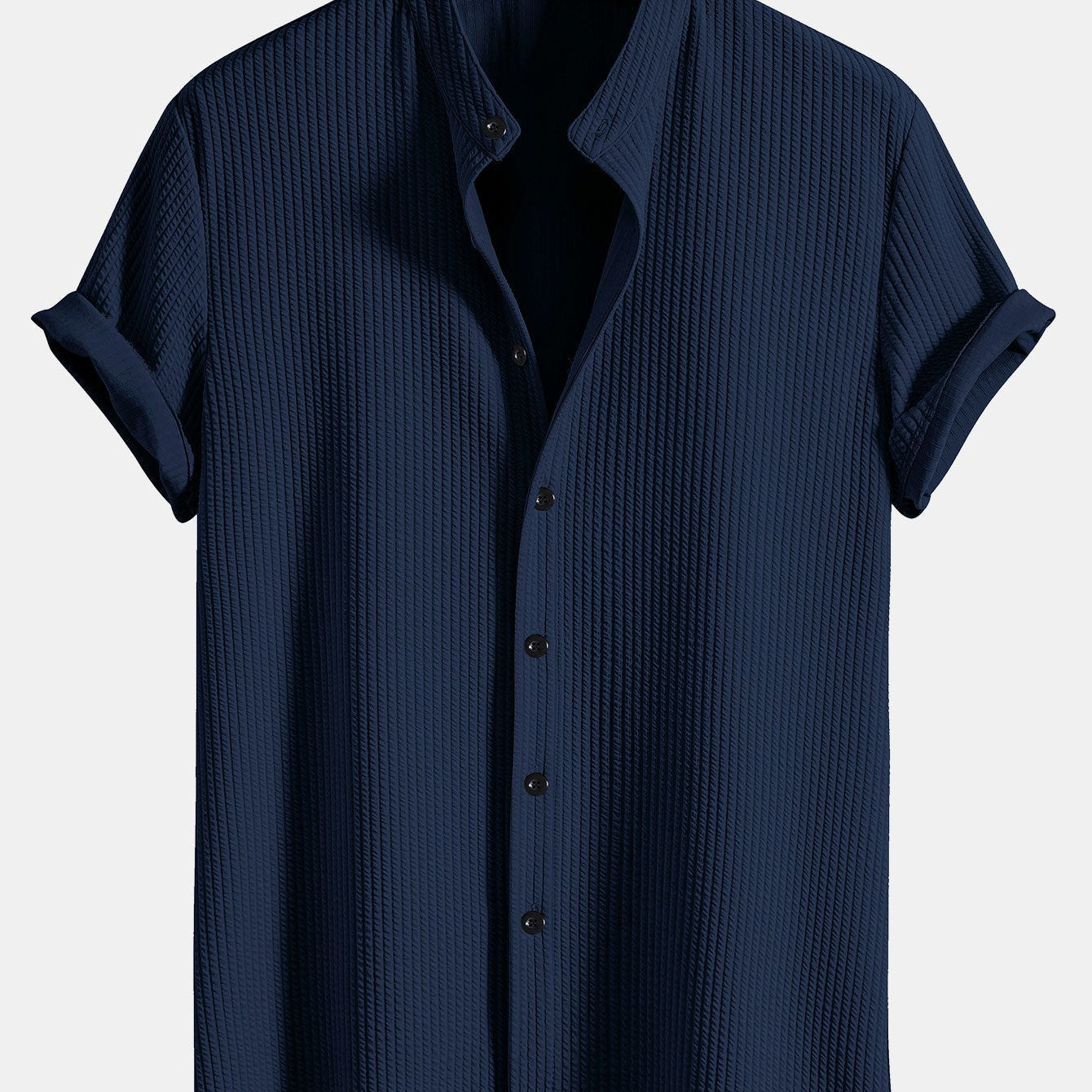Men's Textured Short Sleeve Button-Up Shirt