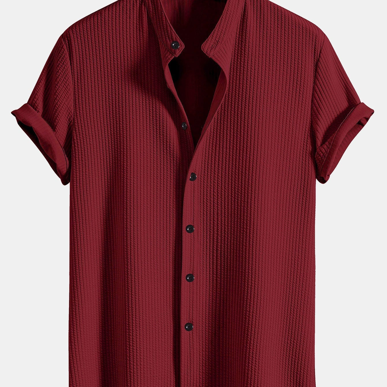 Men's Textured Short Sleeve Button-Up Shirt