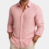Men's Linen Blend Button-Up Shirt