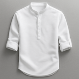 Men's Mandarin Collar Textured Pullover Shirt
