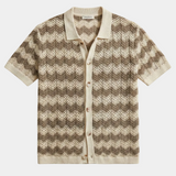 Men's Wave Pattern Knit Button Shirt