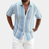 Men's Striped Short Sleeve Button-Up Shirt