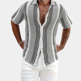 Men's Striped Short Sleeve Button-Up Shirt