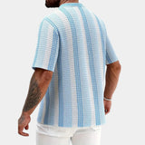 Men's Striped Short Sleeve Button-Up Shirt