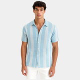Men's Striped Short Sleeve Button-Up Shirt