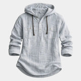 Men's Textured Hooded Pullover Shirt