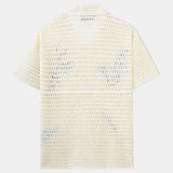 Men's Embroidered Open-Knit Short Sleeve Shirt