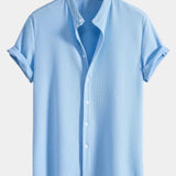 Men's Striped Short Sleeve Button-Up Shirt