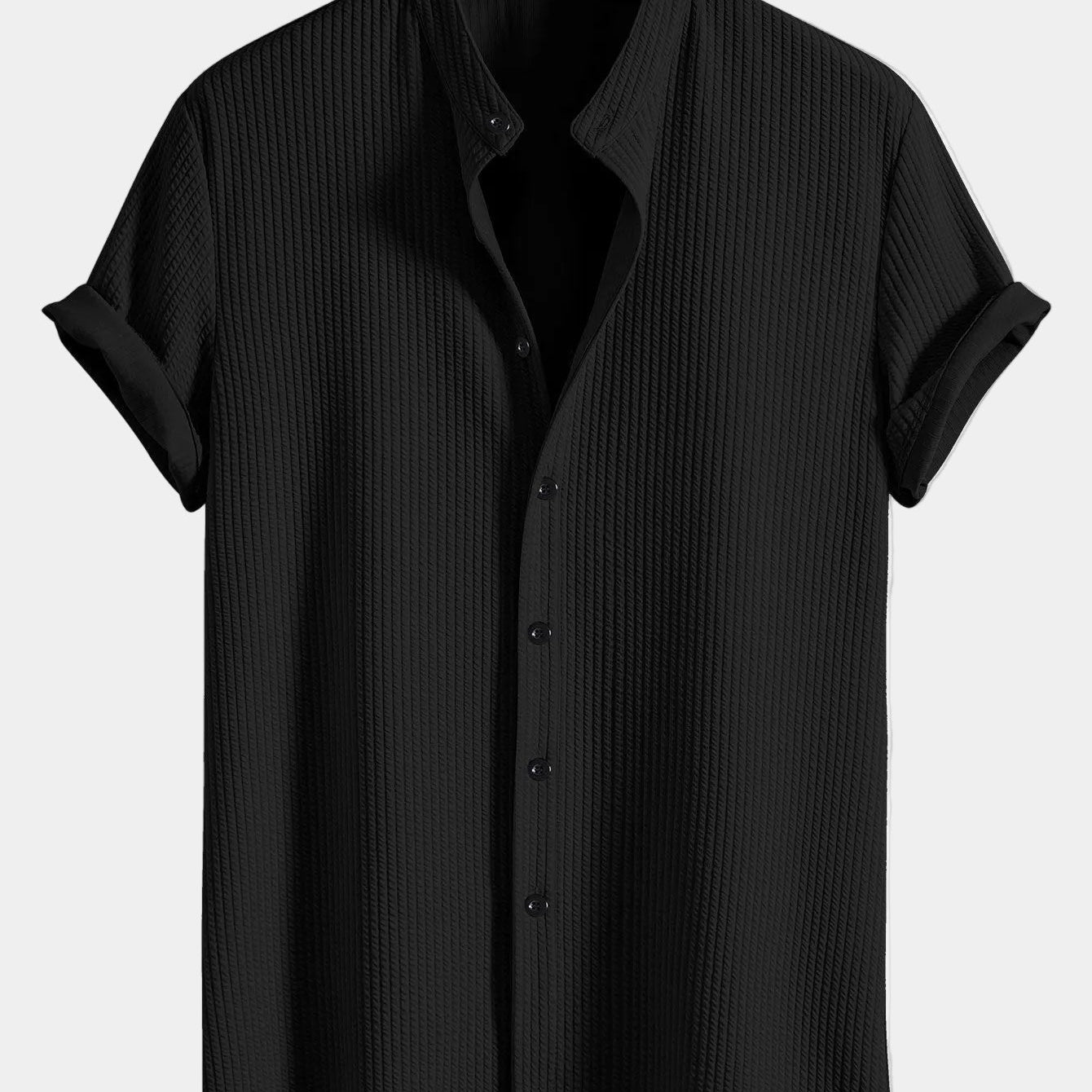 Men's Striped Short Sleeve Button-Up Shirt