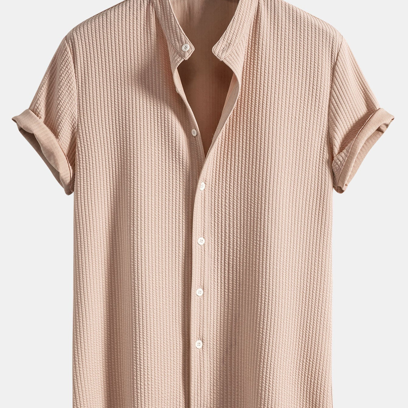 Men's Striped Short Sleeve Button-Up Shirt