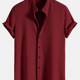 Men's Striped Short Sleeve Button-Up Shirt