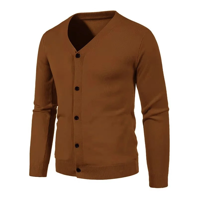 Men's V-Neck Button Knit Cardigan