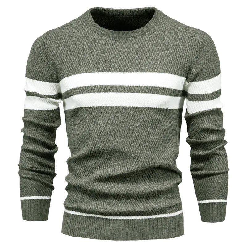 Men's Striped Crew Neck Knit Sweater