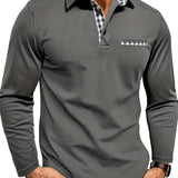 Men's Slim Fit Long Sleeve Check Trim Polo