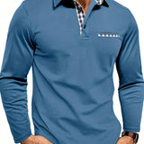 Men's Slim Fit Long Sleeve Check Trim Polo