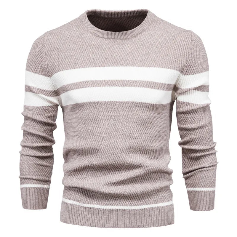 Men's Striped Crew Neck Knit Sweater