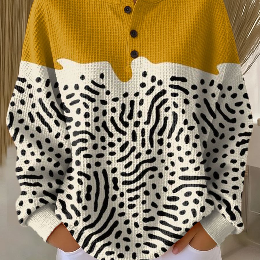 Colour Block Waffle Knit Crew Neck Sweater