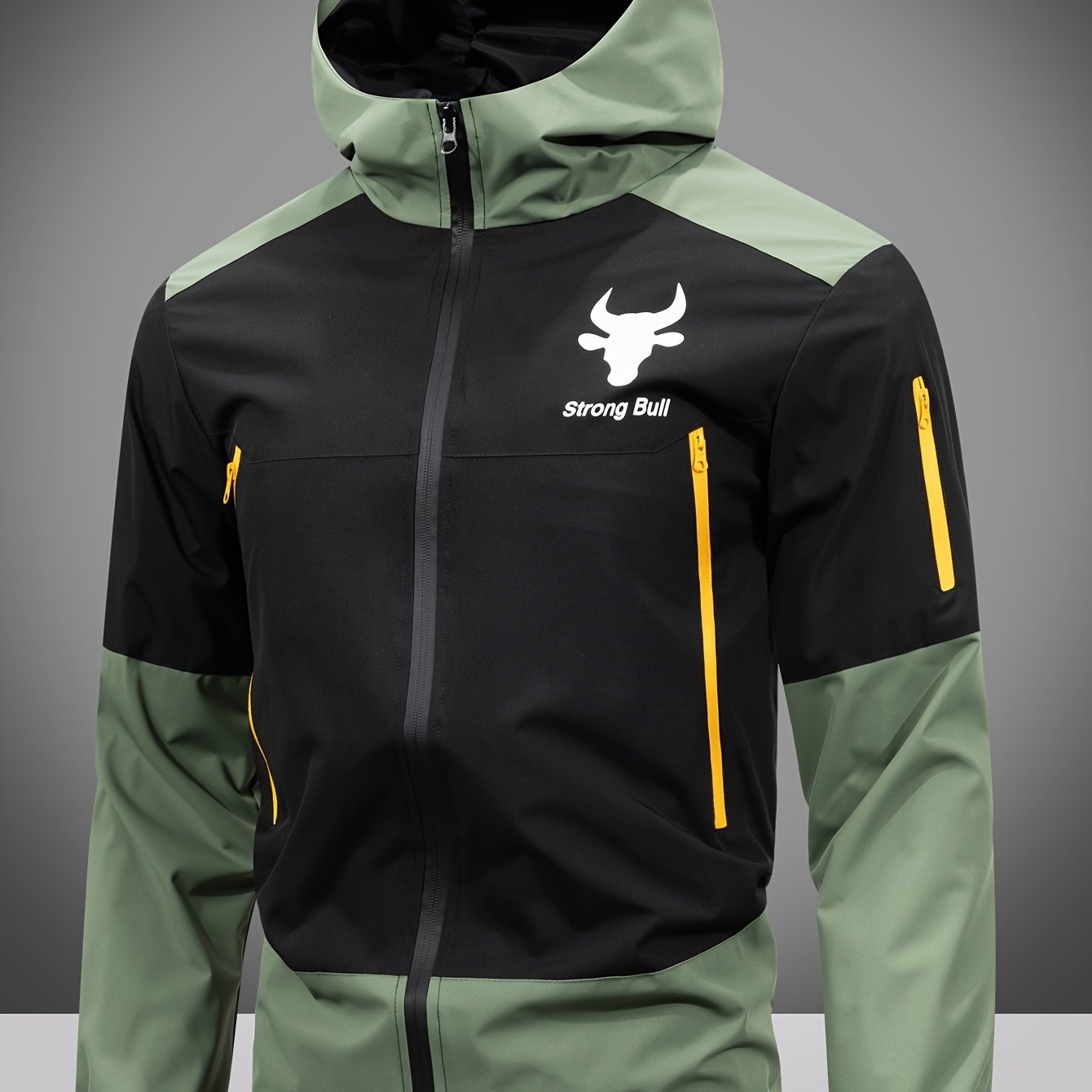 Men's Colour Block Hooded Zip Jacket