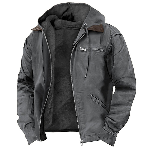 Men's Hooded Sherpa Lined Zip Jacket
