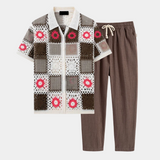 Men's Geometric Print Shirt and Pants Set