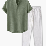 Men's V-Neck Shirt and Pants Set