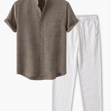 Men's V-Neck Shirt and Pants Set