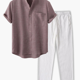 Men's V-Neck Shirt and Pants Set