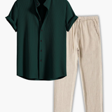 Men's Short Sleeve Shirt and Pants Set