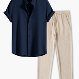 Men's Short Sleeve Shirt and Pants Set