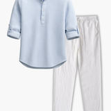 Men's Mandarin Collar Shirt and Pants Set