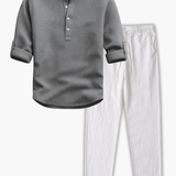 Men's Mandarin Collar Shirt and Pants Set