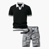 Men's Knit Polo and Cargo Shorts Set