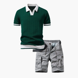 Men's Knit Polo and Cargo Shorts Set