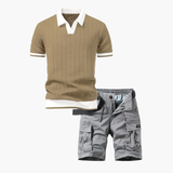 Men's Knit Polo and Cargo Shorts Set