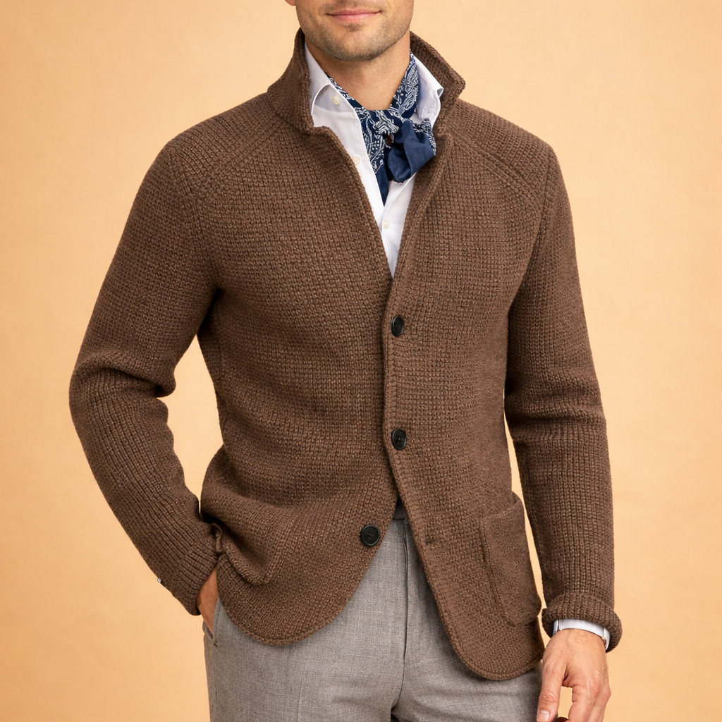 Men's Knit Button Front Blazer Cardigan