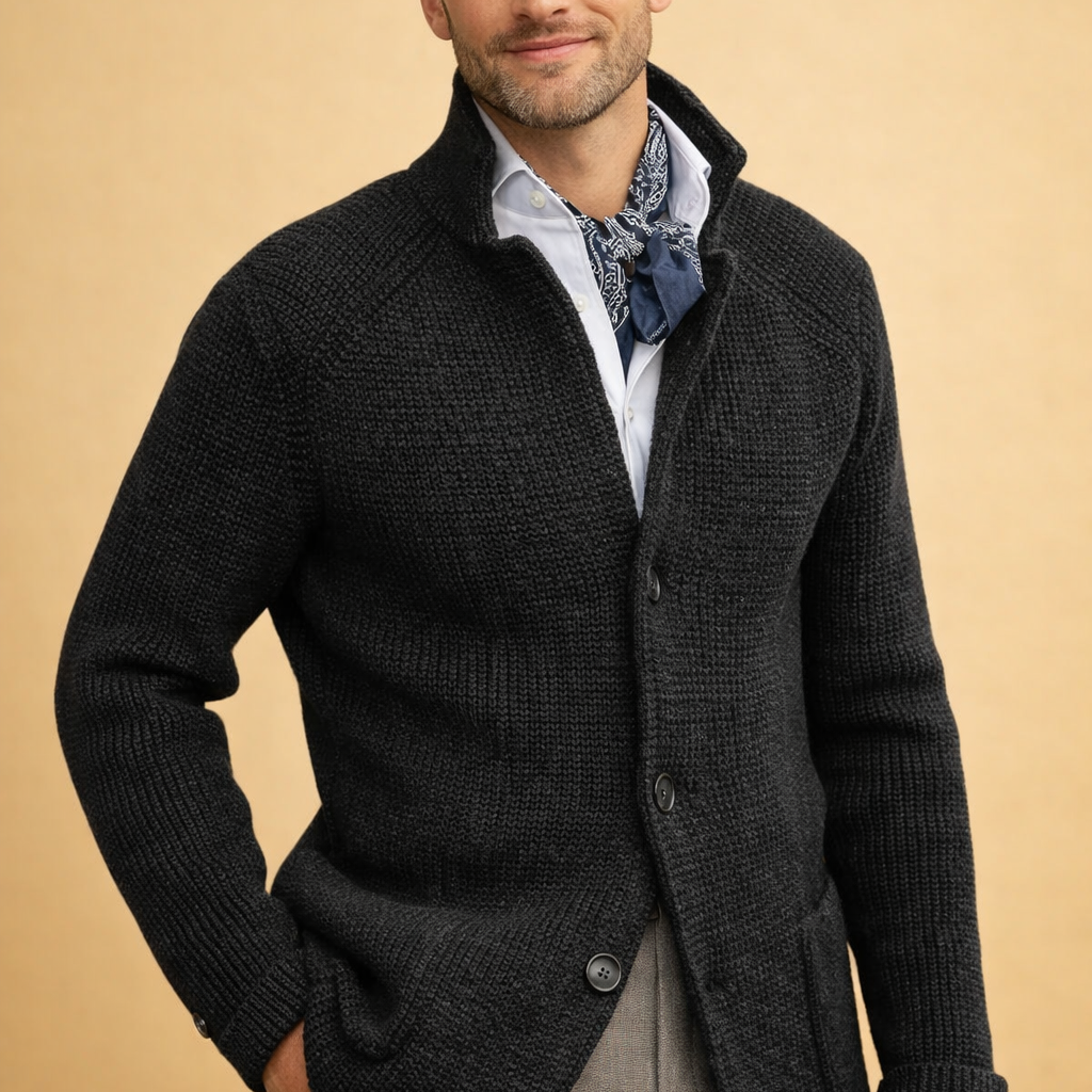 Men's Knit Button Front Blazer Cardigan