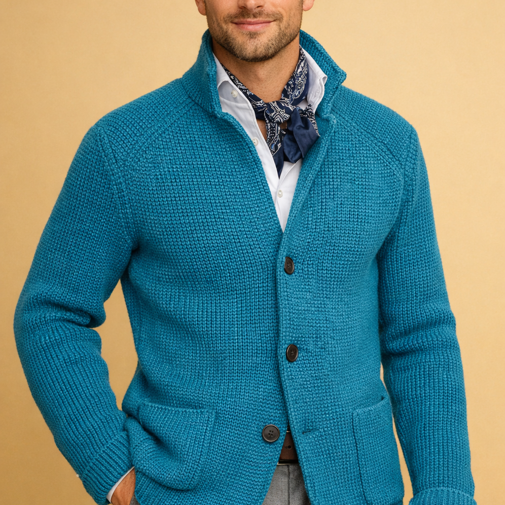 Men's Knit Button Front Blazer Cardigan