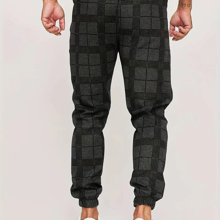 Men's Plaid Drawstring Jogger Pants