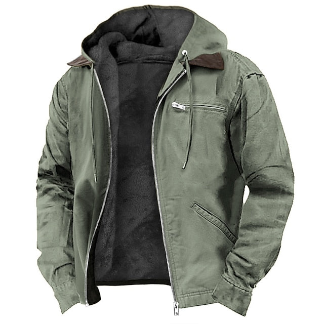 Men's Hooded Sherpa Lined Zip Jacket