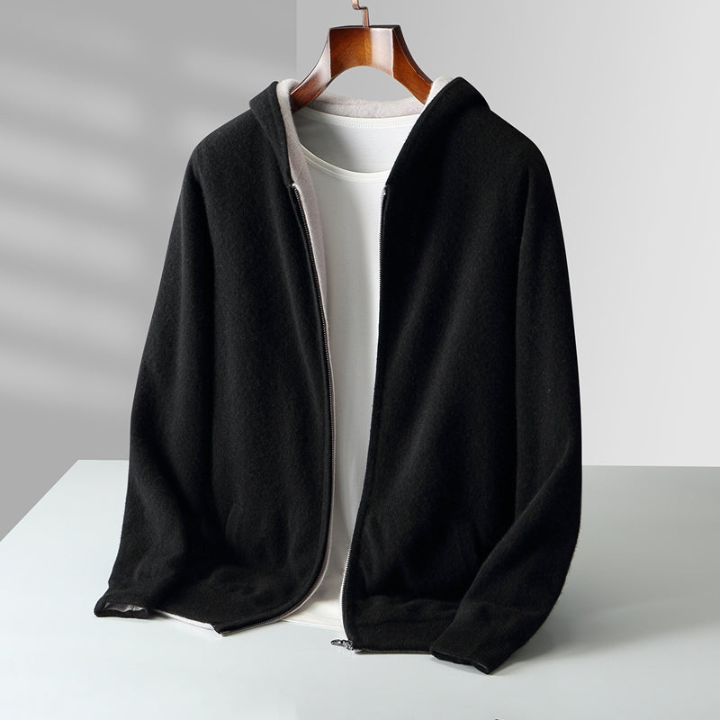 Men's Zip-Up Hooded Knit Cardigan