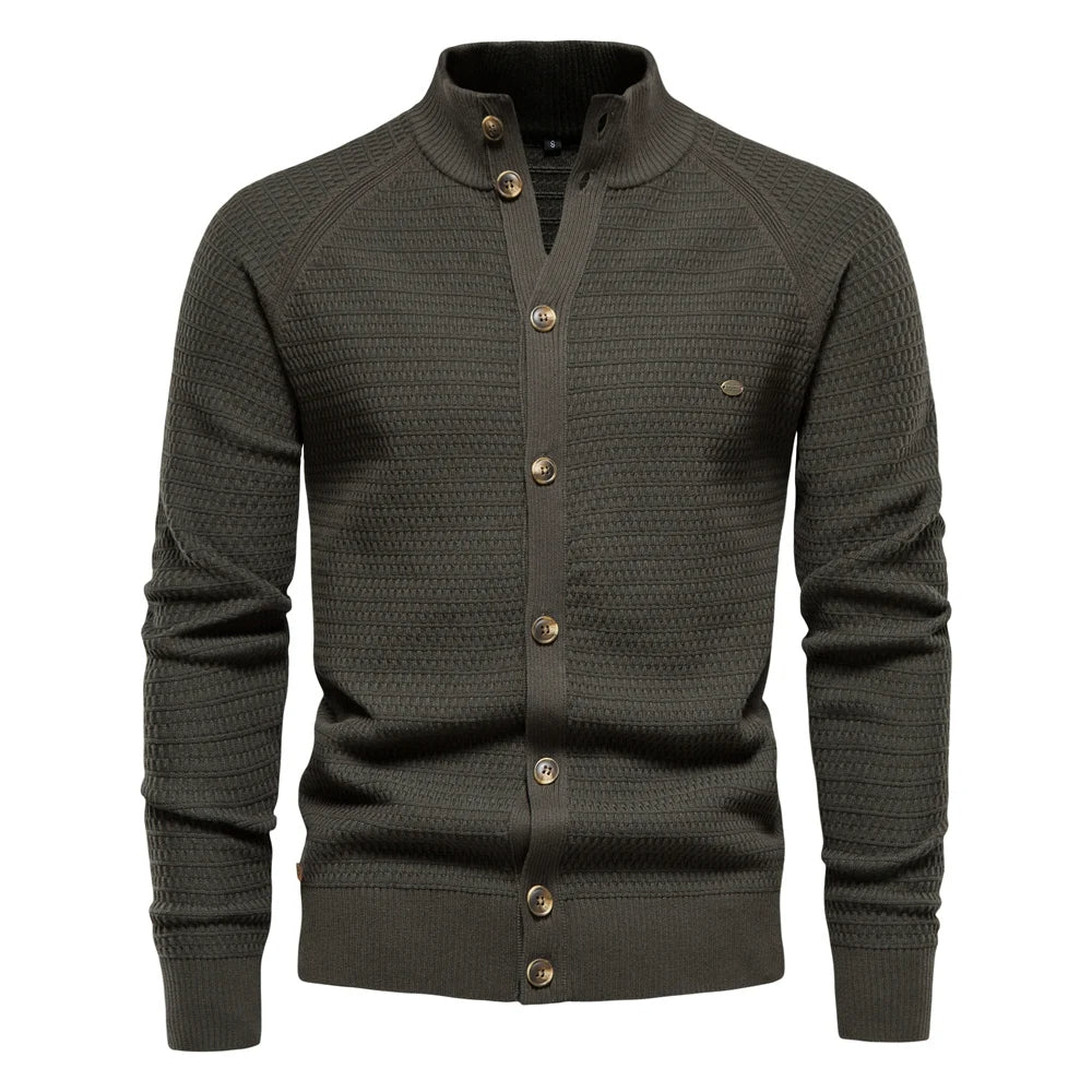 Men's Stand Collar Button Knit Cardigan