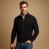 Men's Full-Zip Stand-Collar Textured Knit Sweater