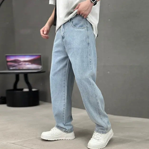 Men's Lightweight Black Straight Leg Trousers