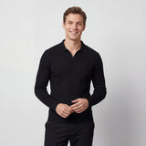 Men's Long Sleeve Striped Cotton Polo – Sleek Korean Design
